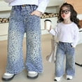 thumbnail image 5 of SUYOLL Toddler Girls Pants Loose Leopard Print Baggy Jeans Elastic Waist Denim Pants Quick-Drying Fabric, 5 of 9
