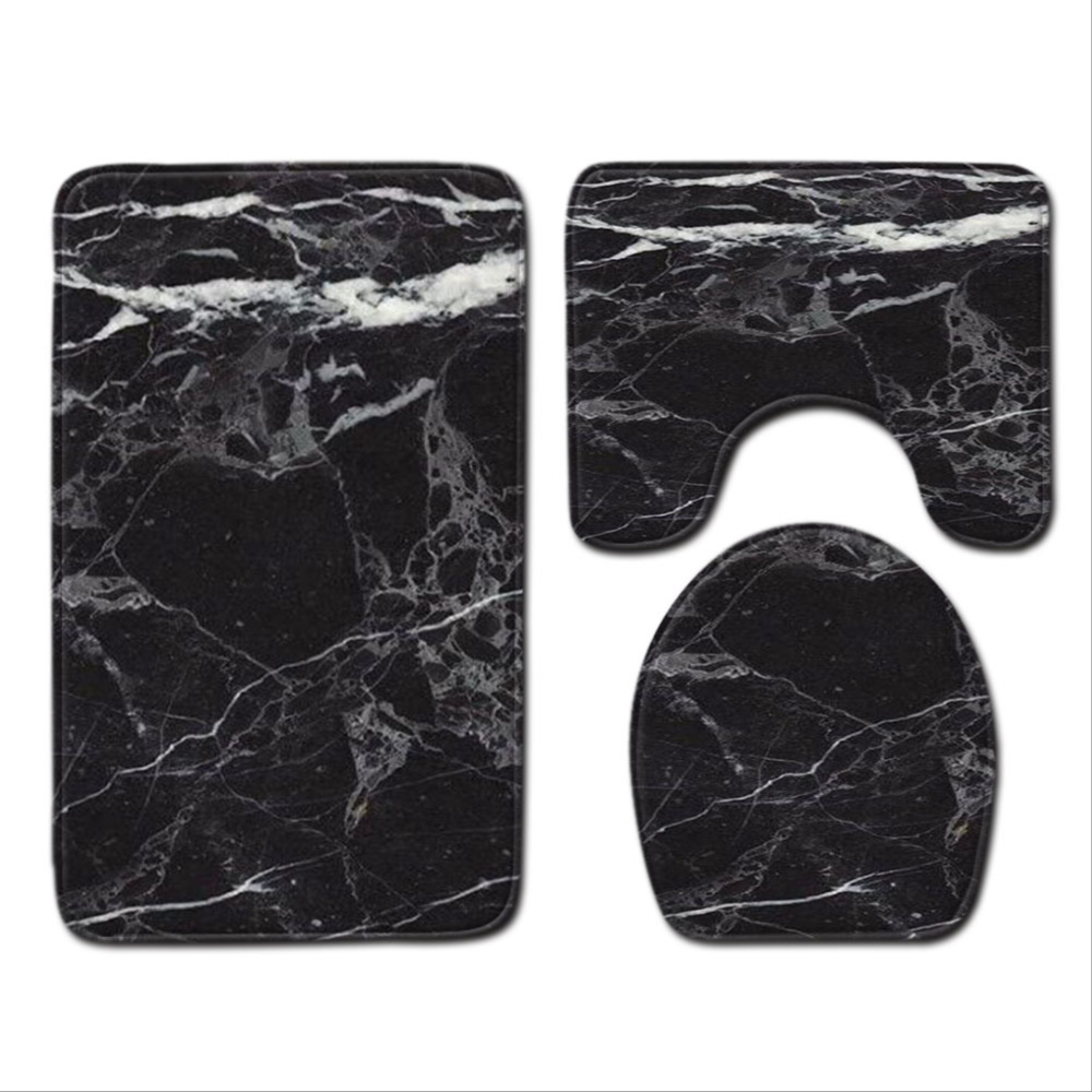 Marble Bath Mat, Nature Granite Pattern Cloudy Spotted Trace Effects
