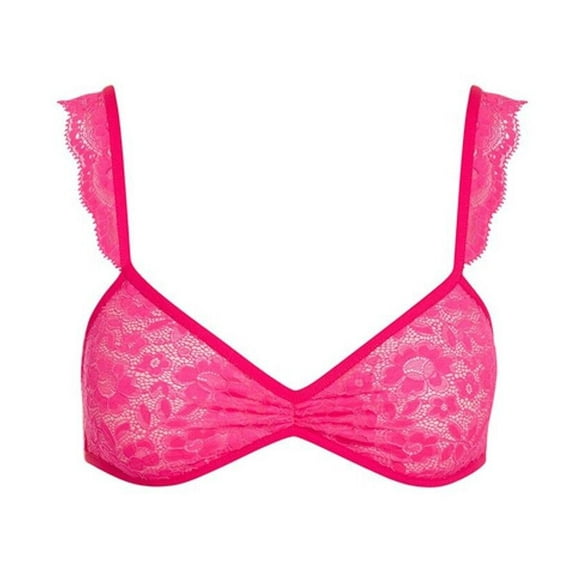 $155 For Love & Lemons Skivvies Lace Havana Sporty Bralette Electric Rose Neon M
