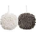 thumbnail image 1 of 2 Pack Fuzzy Ball Towel White and Gray Fast Drying Handball Absorbent Soft Towel for Kitchen Hand Towels for Bathroom Decorative Set Chenille Hanging Hand Towels, 1 of 8
