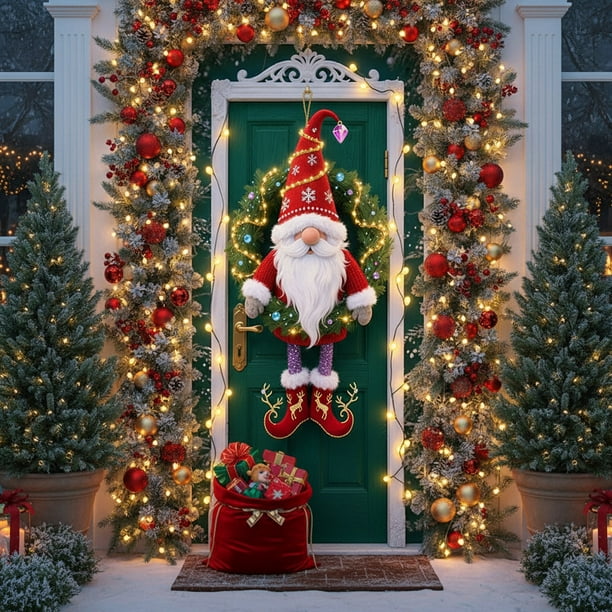 Cortina Navideña para Puerta, Decoración para Fiestas y Festivales, 89 X 183 Cm, Multicolor, Nailon y Elastano | Material Duradero | Fácil Instalación | Mantel Navideño | 1 Unidad - Zkr250908642B