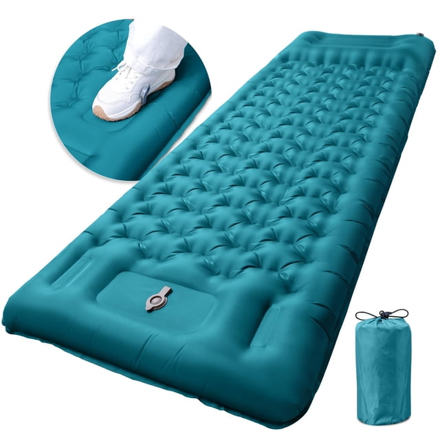 GDREAMT Colchoneta inflable para acampar con almohada, colchoneta para dormir extra gruesa de 4 pulgadas con bomba incorporada, colchón de aire compacto y ultraligero para mochileros, senderismo, tien