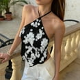 thumbnail image 4 of Erwazi Women's Sequin Halter Cami Backless Tie Closure Cropped Night Fall Trendy Party Tank Top, 4 of 5