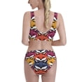 thumbnail image 3 of Daiia Fox Face printed 2 piece Swimsuit Bikinis for Women High Waisted Racerback Bathing Suits Summer Tummy Control Scoop Neck Swimwear-Small, 3 of 8