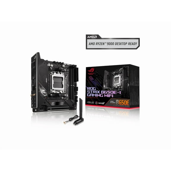 ASUS ROG Strix B650E-I Gaming WiFi AMD B650 AM5 Ryzen™ Desktop 9000 8000 & 7000 mini-ITX mITX motherboard, 10 2  power stages, DDR5, 2x M.2 slot, PCIe® 5.0, 2.5G LAN, WiFi 6E, USB 3.2 Gen 2x2 Type-C