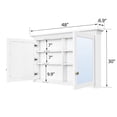thumbnail image 5 of ANGELES HOME 48"x 30" Wall Mount Bathroom Mirror Cabinet, Wood Medicine Cabinet with Mirrors, Solid Wood Mirror Cabinet Storage with 4 Shelves and 2 Soft-Close Door, 5 of 8