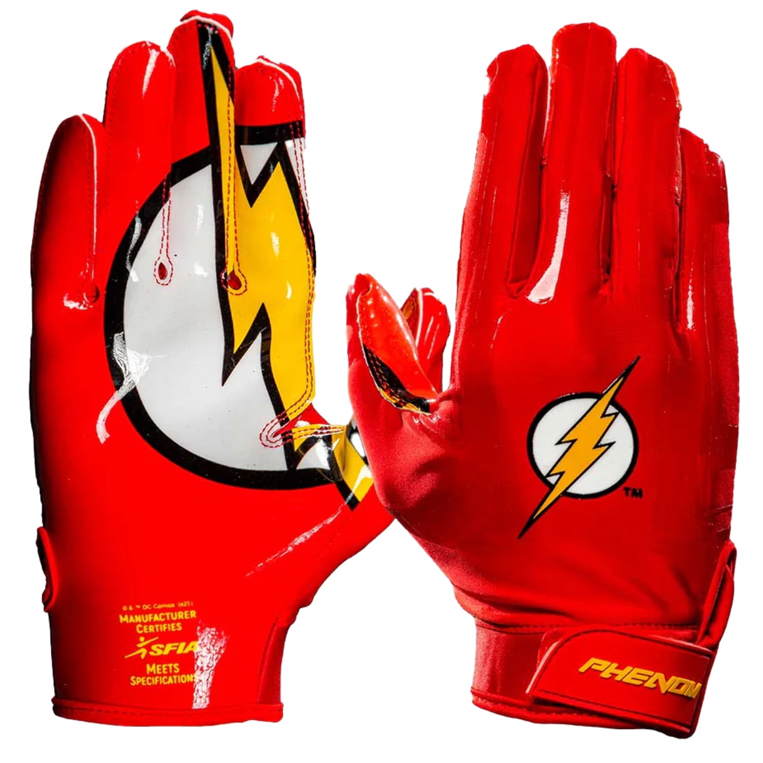 Phenom Elite Lightweight Football Gloves, The Flash Print