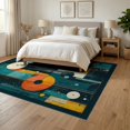 thumbnail image 3 of ODIKA 6'x9' Washable Area Rug Guitar Music Rock Vinyl Record Motif Note Themed Rocks Imsical for Family Room, Living Room, Master Bedroom, Non-Slip, Easy Care, 3 of 7