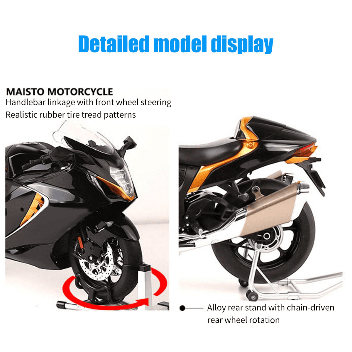 1/6 Scale Alloy Dynamic RC Motorcycle, Realistic Simulation Sports RC Dirt Bike with Ignition Sound, Exhaust Smoke Effects & Light-Up Functions for Adults