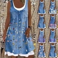 thumbnail image 5 of Uaswgudfs Womens Summer Denim Dresses Sleeveless Crewneck Button Down Tank Sundress Solid/Floral Print Jean Dress, 5 of 5