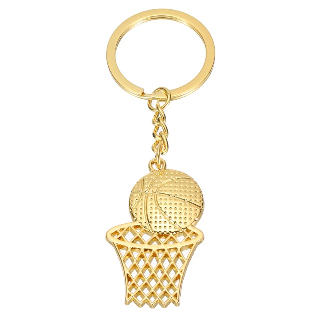 Llaveros en forma de aro de baloncesto Uxcell, llavero deportivo mini lindo, colgante de balón de baloncesto, anillo de llavero, bolsa, dorado