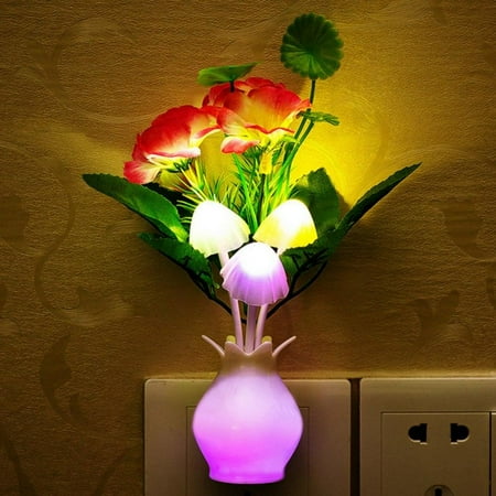 

Big Clearance!!Christmas Colorful Luminous Vase Mushroom Lamp Mini Soft Kids Child Sleeping Nightlight Romantic Lilac Night Lighting For Home A