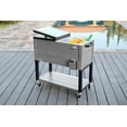 thumbnail image 4 of Permasteel 80 Quart Patio Cooler with Wheels, Rolling Outdoor Cooler, Wood Grain Accent, Gray, 4 of 12