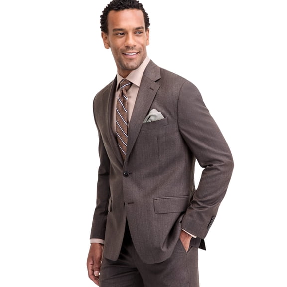 Michael Kors Mens Classic fit Suit Jacket Blazer 48 R Brown Solid Wool