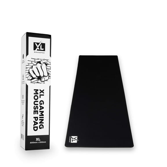 XL Mouse Pad - Large Extended Gaming Desk Mousepad (800x300x3mm) - Nonslip Rubber Base and Water Spill Resistant Desktop Keyboard Mouse Mat - Anti-Fray Cloth - Black