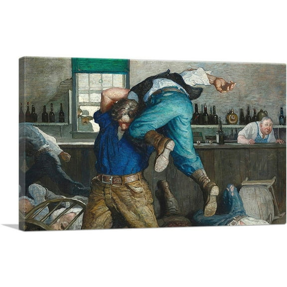 ARTCANVAS Bar Room Brawl 1915 Canvas Art Print by Newell Convers Wyeth - Size: 26" x 18" (1.50" Deep)