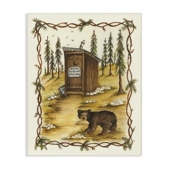 Stupell Industries Bear Bottoms Welcome Animals & Insects Painting Gallery Wrapped Canvas Art Print Wall Art, 16 x 20