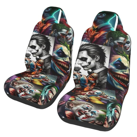 Harley Quinn Car Seat Cover Set of 2 Fashion Stretchy Front Seat Protector Universal Fit for Auto Truck SUV Van Sedan Car Interior Accessory Decoration