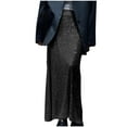 thumbnail image 2 of BLTIBY Women's Sequin Skirt Solid Color Midi High Waist Elegant Stretchy Sparkle Pencil Glitter Skirt Party Cocktail Fashion Dress Black L, 2 of 6