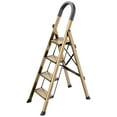 thumbnail image 1 of Lightweight Aluminum 4 Step Ladder Folding Step Stool Stepladders with Anti-Slip and Wide Pedal for Home and Kitchen Use Space Saving (Brown Gold)…, 1 of 2