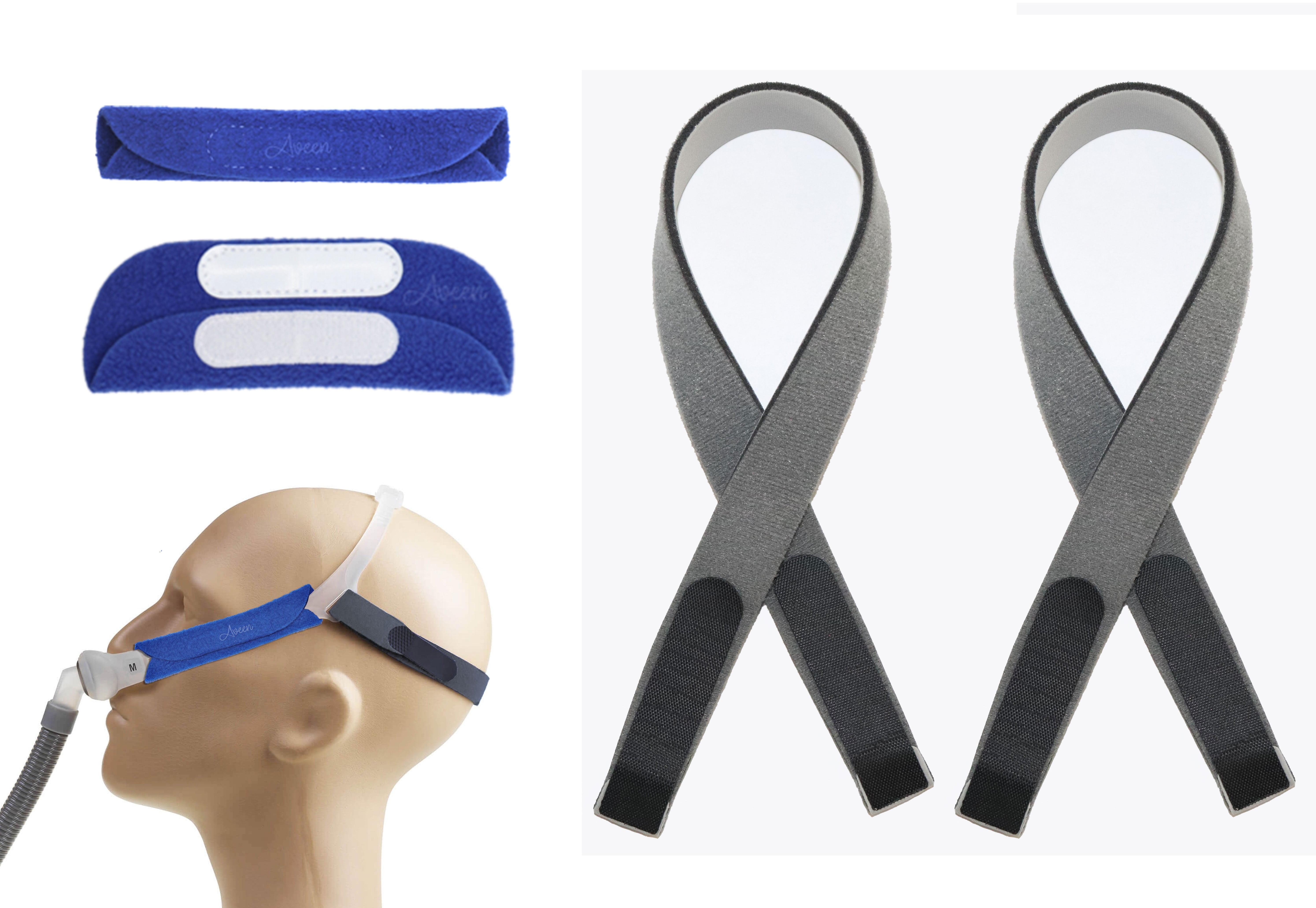 2 CPAP headgear straps with 2 CPAP covers, compatible with Resmed swift