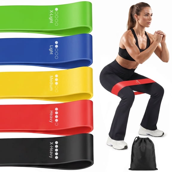 Resistance Bands for Working Out, Exercise Bands for Fitness, Stretching, Yoga, and Strength Training, Indoor & Outdoor Workout Bands for Women, Men, 5 Resistance Levels