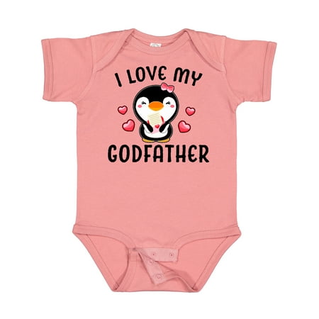 

Inktastic I Love My Godfather with Cute Penguin and Hearts Gift Baby Girl Bodysuit