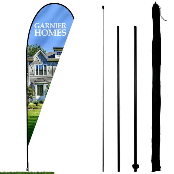 Anley Teardrop Feather Flagpole Set - Assembled Flutter Banner Pole Set with Carrying Bag - Fits 2.5Ft X 5.5Ft Feather Flags (Flag and Stand Not Included) - Flagpole ONLY