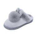thumbnail image 3 of Willtoo Slippers for Women Indoor Fluffy Bunny Ear Slippers Cute Faux Fur Ball Indoor Bedroom Shoes Winter Slip on Fuzzy Slippers Home Lightweight And Non-Slip Flat Shoes Gray, 3 of 4