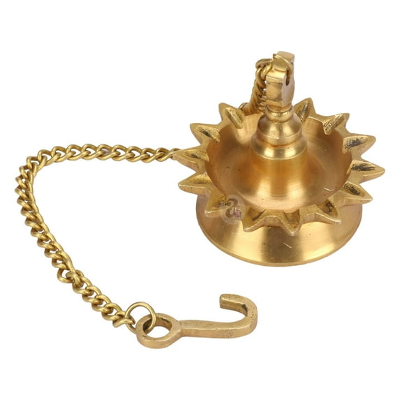 Brass World Brass Traditional Multiwick Hanging Diya with Chain for Puja RoomGift Home Warming Decorative Items Living Hand Made Decordecorative Item Showpiece 16 Inches.