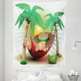 thumbnail image 1 of Beach Tapestry, Illustration Relax Exotic Summer Holidays on Hammock Theme Hot Paradise Lands, Fabric Wall Hanging Decor for Bedroom Living Room Dorm, 5 Sizes, Multicolor, by Ambesonne, 1 of 1