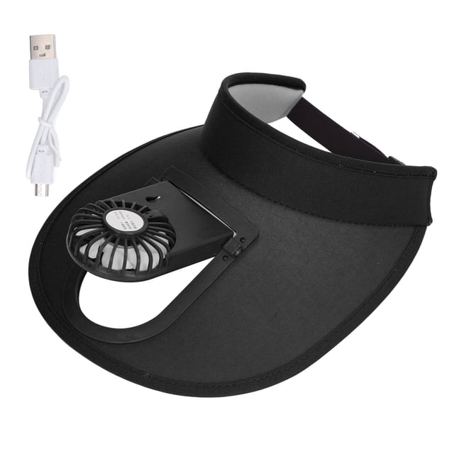 Ventilador Viseras para el sol Sombrero ajustable 3 engranajes Carga USB Protección solar Ventilador Sombrero para el sol para verano Negro