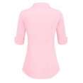 thumbnail image 4 of Zeagoo Womens 3/4 Sleeve Collared Button Down Shirt Summer Cotton Slim Fit Work Dress Shirts Office Formal Blouse, 4 of 6