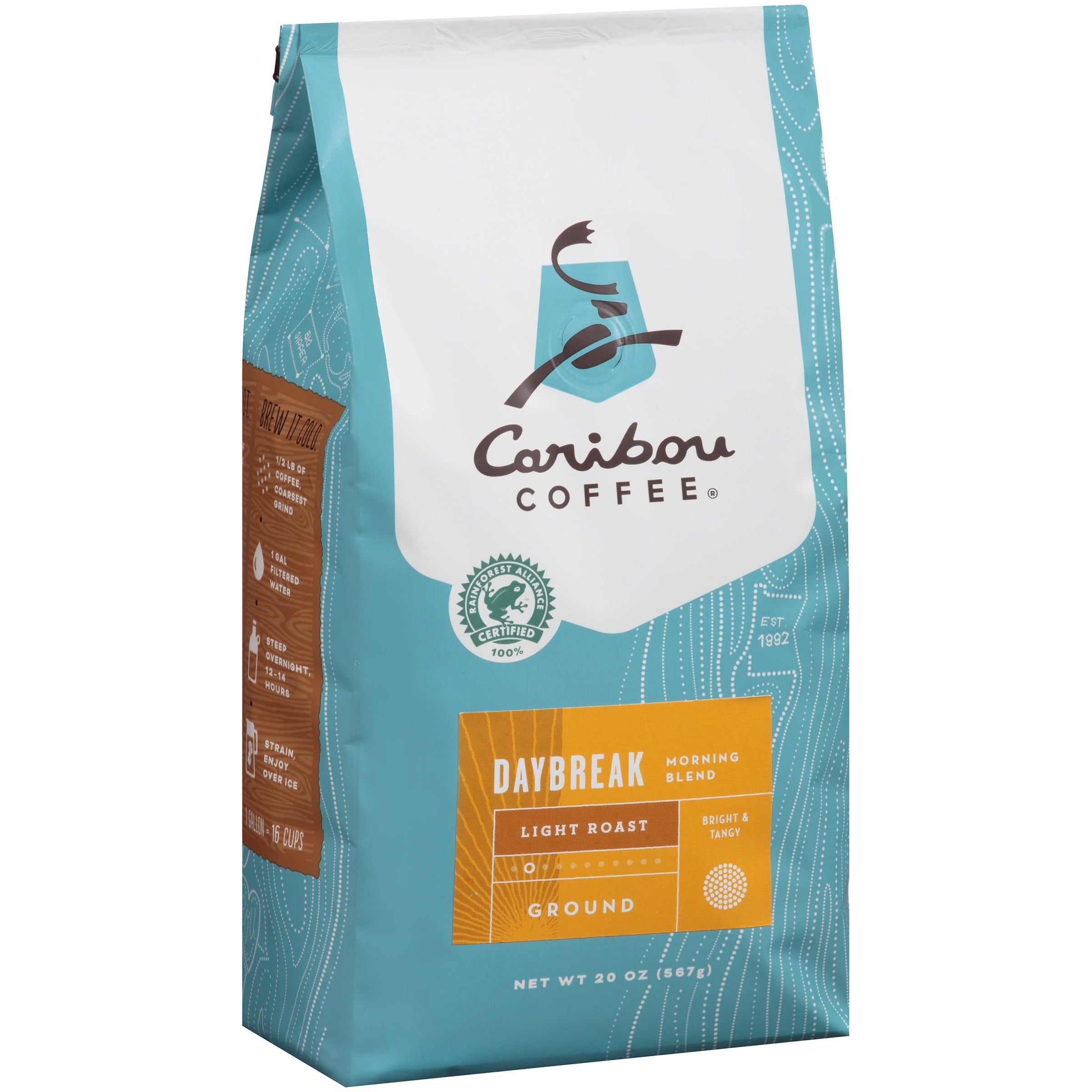 Caribou Coffee Daybreak Light Roast Ground Coffee, 20 oz