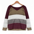 thumbnail image 4 of Womens under $10 2026 ! asdoklhq Womens Plus Size Tops, Women Casual Patchwork V-Neck Long Sleeves Sweater Blouse Tops, 4 of 5
