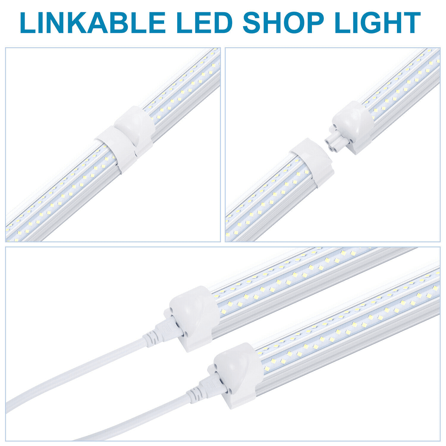 6PCS 120W 8' LED Tube Light Garage Bulbs T8 Linkable 8FT LED Shop Light Fixture