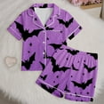 thumbnail image 5 of Weebloom Girl Halloween Pajamas Cute Bat Print Soft Comfortable Nightwear Long Sleeve Top and Pants Two Piece Outfit for Toddler and Little Girls Girls Pajama Set 6-7 Years, 5 of 8