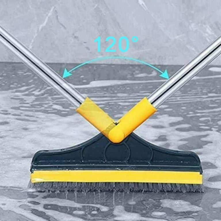 Tile Grout Brush Crevice Floor Scrub Brush 120 Rotatable Bathtub Clean Tool - Long Handle Grout Scrubber Indoor Kitchen Push Broom for Hard to Reach