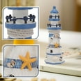 thumbnail image 3 of LAMIRO Wooden Lighthouse Figurine Nautical Home Decor 23CM, 3 of 7