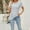 Gray, variant on Swuxness Women Short Sleeve Casual T Shirts, Spring and Summer Tops, Ladies Solid Color Crew Neck Comfy Fashion Loose Button Pleated Blouse Purple, M