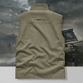 thumbnail image 5 of VNKIDY Comfortable Men Coats Vest Mens Sleeveless Vest Outerwear Summer Outdoor Coats Tops Travel Work Fishing Cargo Vests Pockets Solid Color Autumn, 5 of 8