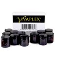 thumbnail image 3 of Vivaplex, 12, Ambre, 4 oz, Bocaux Ronds en Verre, avec Doublures Intérieures et Couvercles Noirs, 3 of 5