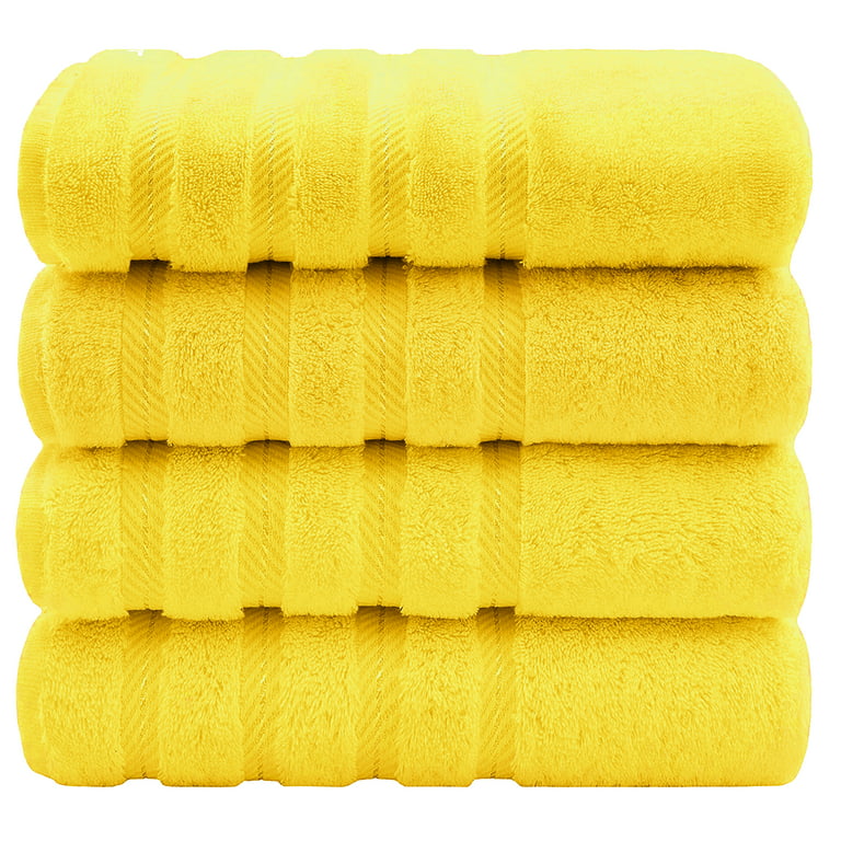 4 Pack Bath Towel Set, 100% Turkish Cotton Bath Towels for Bathroom, Super Soft, Extra Large Bath Towels Yellow