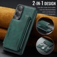 thumbnail image 3 of For Samsung Galaxy S25 Edge PU Leather Wallet Phone Case,Compatible with Mag-Safe,Magnetic Detachable Card Holder,Back Flip Kickstand,2-in-1 Heavy Duty Shockproof RFID Blocking Phone Case,Green, 3 of 10