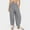 Gray Pants for Women, variant on jtjvou Linen Harem Pants for Women Loose High Waist Elastic Drawstring Trousers Boho Wide Leg Travel Vacation Lounge Pants Blue L