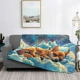 thumbnail image 2 of Uemuo Artistic Starry Sky Cloud Dog Printed Throw Blanket for Couch, Fluffy Fuzzy Blankets for Bed, Sofa, Cozy Flannel Faux Fur Blanket-80"x60", 2 of 6
