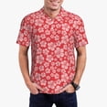 thumbnail image 3 of Balery Red Hibiscus Flower Printed Men’s Short Sleeve Polo Shirt, Midweight Men's Shirt,Golf Polo shirts -3X-Large, 3 of 9