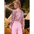 thumbnail image 4 of Disfraz de navidad Allegra K Top de lentejuelas brillante para mujer chaqueta de bombardero Rosa L, 4 of 6