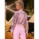 thumbnail image 4 of Disfraz de navidad Allegra K Top de lentejuelas brillante para mujer chaqueta de bombardero Rosa L, 4 of 6