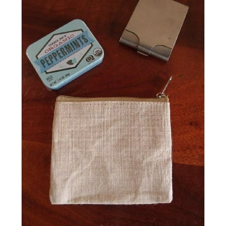 - Mini Flat Jute Blend Cotton Canvas Pouch with Zipper (Set of 3) (Natural Jute Blend)